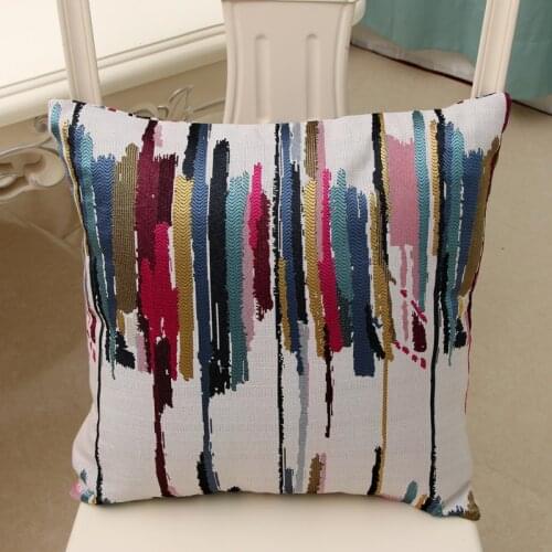 Color Striped Jacquard Sofa Bed Pillow Case Modern Minimalist Style Pillow Cover For Sofa Sitting Cushions Home Decorative