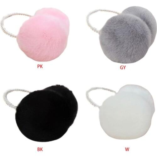 L5YC Women Girls Winter Fluffy Plush Earmuffs Imitation Pearl Beaded Headband Thicken Ear Warmer Princess Kids Party Styling