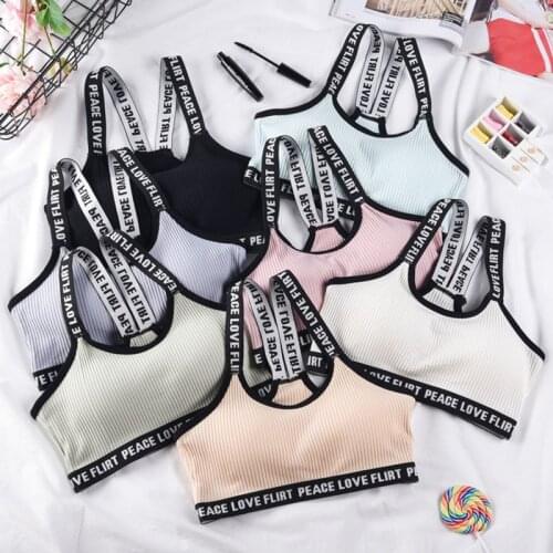 Women Sports Bra Top Fitness Running Yoga Vest Underwear Stretch Comfortable Letter Condole Belt Solid Female Sportswear New H21
