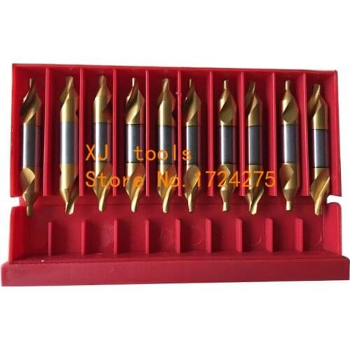 1.0/1.5/2.0/2.5/3.0/4.0/5.0mm 10pcs/set HSS 60 degrees High quality Titanium coating Spiral Groove Center drill