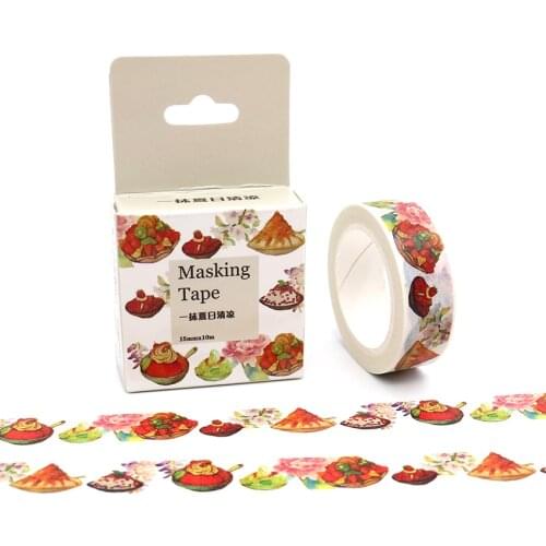 15mm*10m Box Package Summer Cool Food Washi Tape Masking Tape Decorative Scrapbooking Office Adhesive DIY Sticker Label Tape