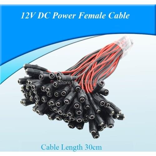 2PCS/lot 12V DC Power Female Cable Adapter Cord 2.1*5.5mm Red and Black Double Wire for CCTV Camera