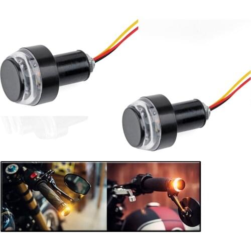 2x LED Motorcycle Handlebar End Turn Signal Light Yellow Universal 22mm Indicator Flasher Handle Bar Blinker Side Marker Lamp