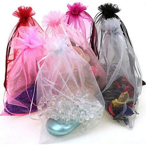 50pcs 7x9cm Jewelry Tulle Drawstring Bag Organza bag Jewelry Packaging Display Pouches Wedding Party Decoration Favors