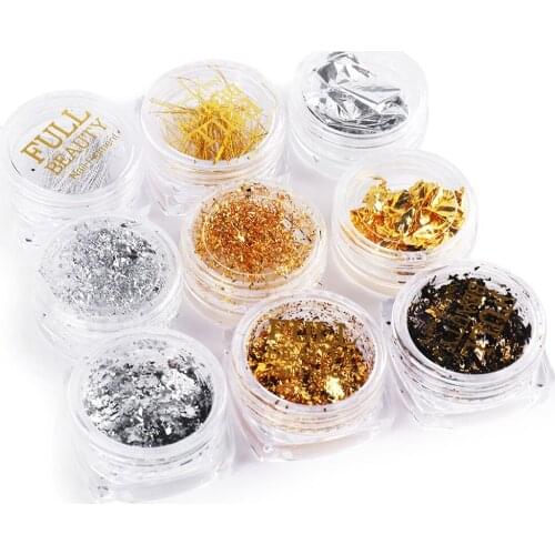 9 Mixed Nail Art Glitter Paillette Foils Flakes Nail Care Decoration