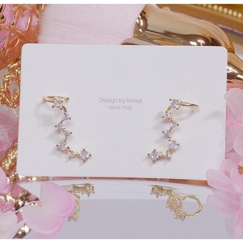 925 Silver Needle Exquisite Inlaid CZ Big Dipper Earring for Women Charm High Quality Ear Bone Clip Stud Earring Birthday Gift