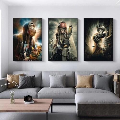 Diamond Painting Retro Posters and Prints Locomotive Party Pictures of Pirate Monkeys Diamond Embroidery Home Decoration