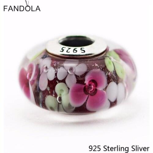 CKK Flower Garden Murano Glass Beads 925 Sterling Silver Charms Original Jewelry Making Fits For Bracelets