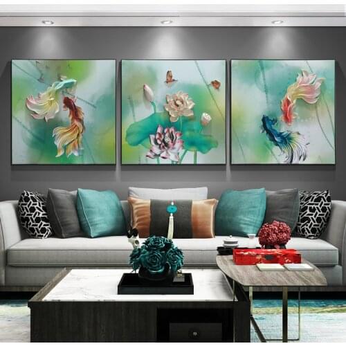 Decorative Painting Study Hall Painting Living Room Painting Goldfish Lotus Landscape Painting Family Corridor Mural