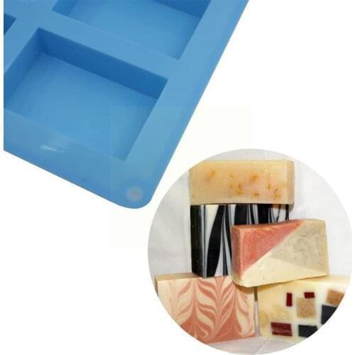 6 Cavity Rectangle Silicone Soap Mold Food Grade Baking Quality Mold Mold Aromatherapy Wax Tools DIY Homemade Making High P4R1