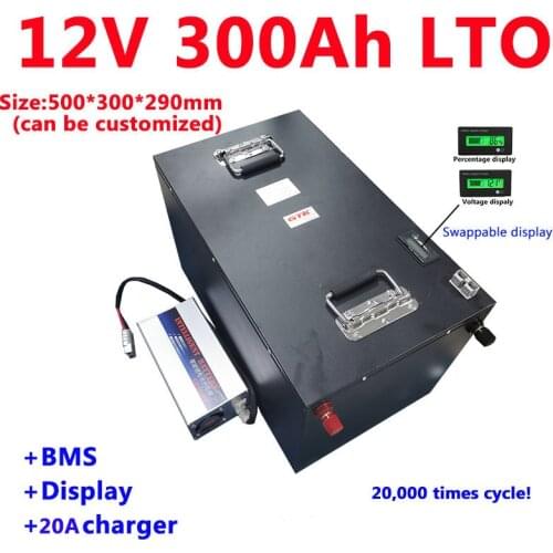 GTK 12v 300Ah Lithium titanate 12v LTO battery pack 5S BMS for Boat Solar energy storage RV caravan inverter+20A Charger