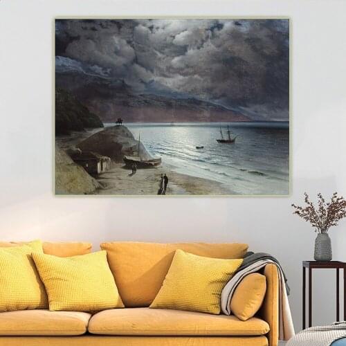 Citon Ivan Aivazovsky《 Night At Gurzof》Canvas Oil Painting Artwork Poster Decorative Print Picture Wall Decor Home Decoration
