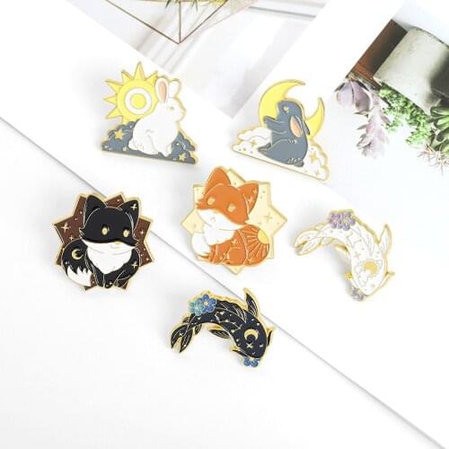 Creative Cute Cartoon Puppy Rabbit Goldfish Shape Animal Alloy Brooch Ins Trendy Personality All-match Shirt Badge Accessories