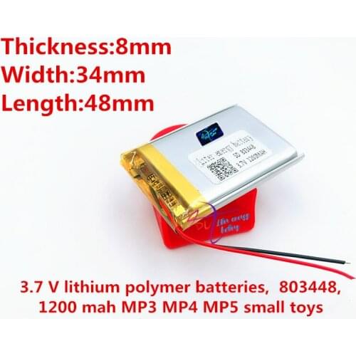 Liter energy battery small capacity battery for waterproof gps tracking device 803448 3.7V 1200mAh