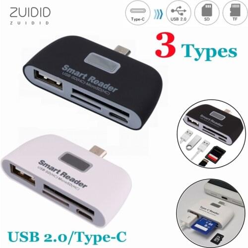 Multifunctional Smart 4 In 1Type C OTG Card Reader Universal USB 3.1 With Micro USB Charge Port TF Micro SD Adapter