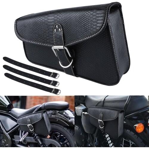 Motorcycle Saddle Bags left side PU Leather Bag SaddleBags Side Tool Bags Storage For Harley XL883 XL1200 Waterproof