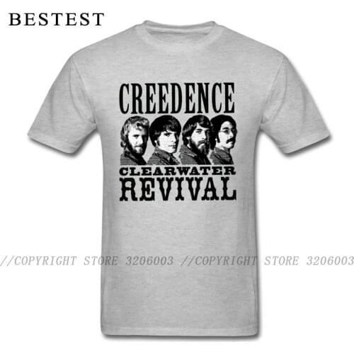 2019 Men Tshirt Creedence Clearwater Revival Tops Rock Band Shirts NEW T-Shirt Summer Cotton T Shirt Youth Tees Grey Streetwear