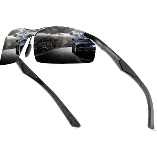 Mens Aluminum Magnesium HD Polarized Sunglasses Rimless Eyewear Driving Goggles Fishing Mirror Femme Oculos De Sol