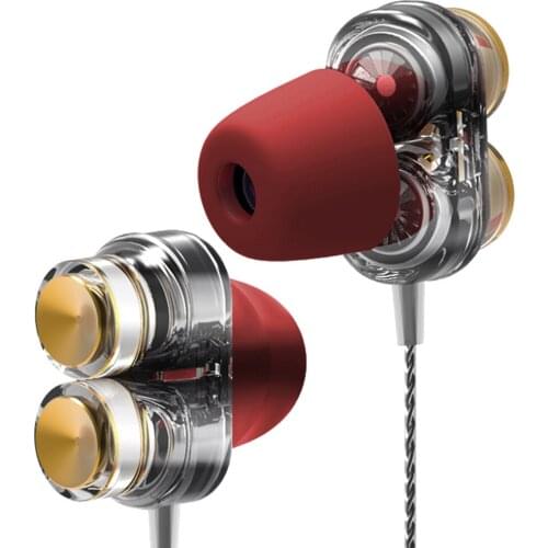 QKZ KD7 Earphones Dual Driver Sport Earphone 3.5mm Jack Headset Hands Free with Mic Music Earphone for All Phone Pc