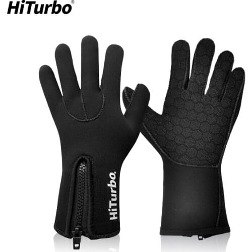 Hiturbo 3mm Neoprene Diving Gloves Swim Snorkeling Anti Slip Winter Swimming Gloves Anti Scratch Keep Warm Wetsuit