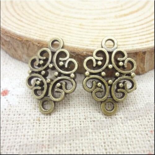 Wholesale 80 pcs Vintage Charms Flower Pendant Antique bronze Fit Bracelets Necklace DIY Metal Jewelry Making