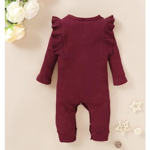 Autumn Infant Baby Girls Solid Color Long Sleeve Bodysuits Kids Outfits 4 Colors