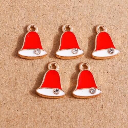 10pcs 9*12mm Small Enamel Crystal Bell Charms for Jewelry Making DIY Pendants Necklaces Earrings Christmas Crafts Accessories