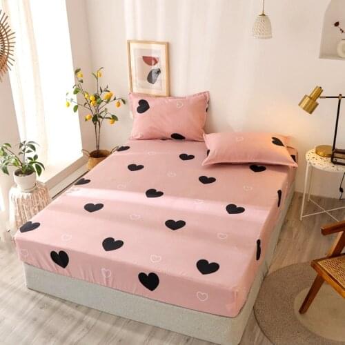 Bed Sabanas Mattress Cover With Elastic 1 PCS Bedding Linens King Size Heart-Shaped Fitted Bed Sheets Set For Double