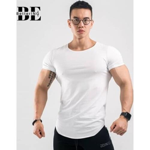 2021 Casual Sports T-shirt Mens Short-sleeved Loose T-shirt Arc Hem Fitness Trend Running Fast Dry Breathable Jacket