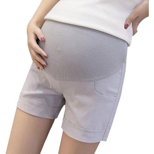 Casual Cotton Summer Solid Color Pregnant Women Maternity Shorts Stretchy Abdominal shorts for women female