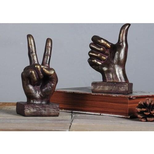 Positive Energy Crafts Finger Model Desk Resin Finger Gesture Ornament Figurines Home Decorative Accessories Craft Miniature