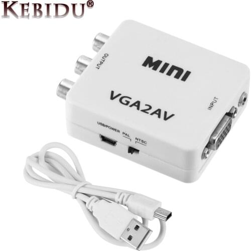 1080P HD Mini VGA To AV RCA Audio Converter VGA2AV/CVBS Adapter With 3.5mm For PC To TV HD Computer To TV VGA To AV Converter