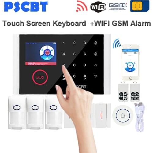 PSCBT Home Alarm APP Remote Control Security WIFI GSM Alarm System Touch Keyboard RFID Door Window Sensor