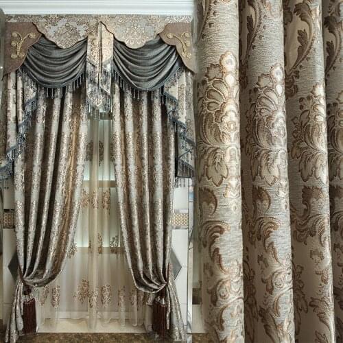 Custom curtains European luxury curtains shading cloth jacquard chenille high-grade villa cloth blackout curtain valance E781