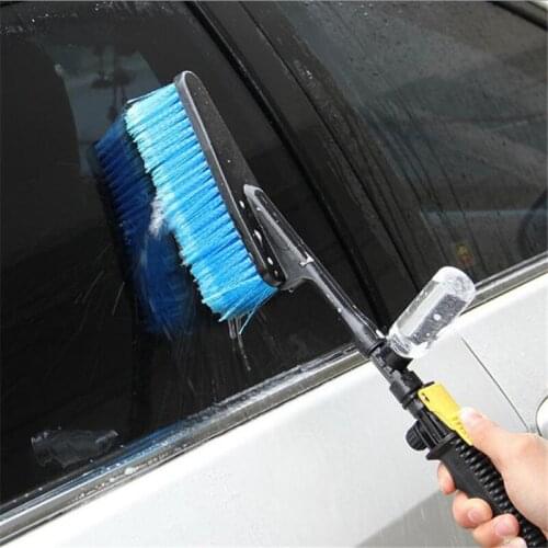 Blue Car Wash Brush Retractable Long Handle Water Flow Detector Foam Bottle Cleaning Car Cleaning Brush Tools