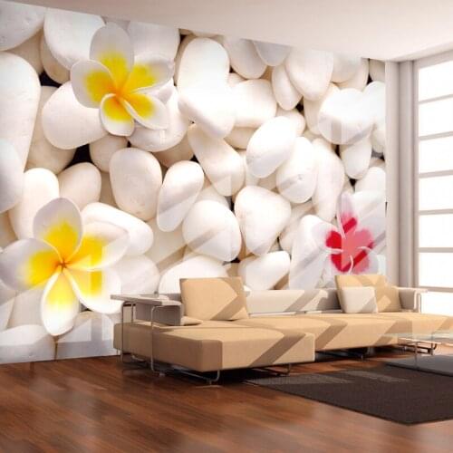 Modern Simple Stone And Flowers Photo Wallpaper Living Room Dining Room Home Decor 3D Room Landscape Mural Wallpaper For Walls