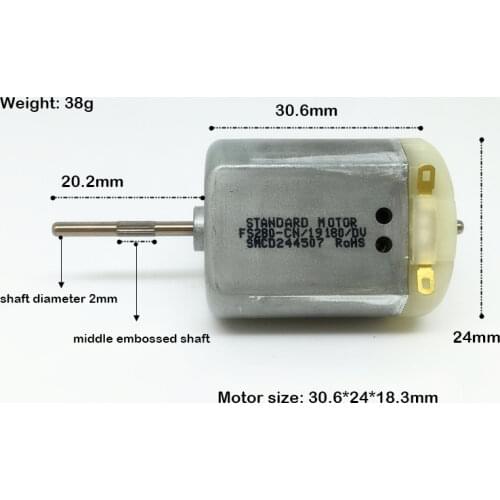 Mini 18*24mm 280 Electric Motor 25mm Long Shaft DC 12V 11800RPM Strong Magnetic Carbon Brush Car Door Lock Mirror Accessories