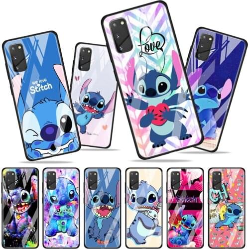 Stitch cute cartoon for Samsung Galaxy S20 FE Ultra Note 20 S10 Lite S9 S8 Plus Luxury Tempered Glass Phone Case Cover