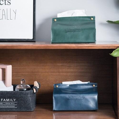 PU Leather Tissue Bag Kitchen Table Napkin Case Home Desktop Vehicle Paper Towel Box Lady Cosmetic Tools Storage Bags