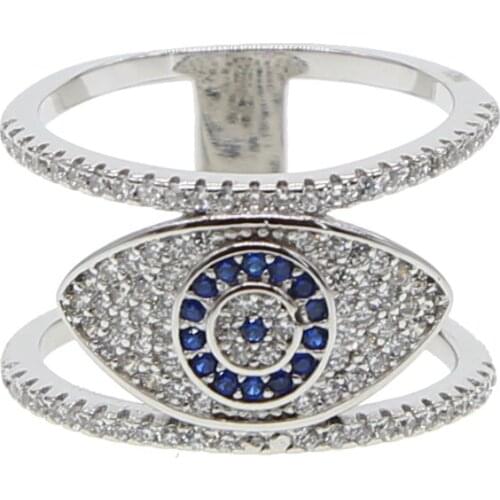 Blue Stone Evil Eye Rings For Women Female Ring with an Eye Cubic Zirconia New Year Gifts Fashion sparkling jewelry drop shiping