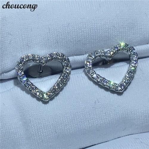 Choucong Heart shape earring AAAAA zircon cz 925 Sterling silver Engagement Wedding Stud Earrings for women fashion jewelry