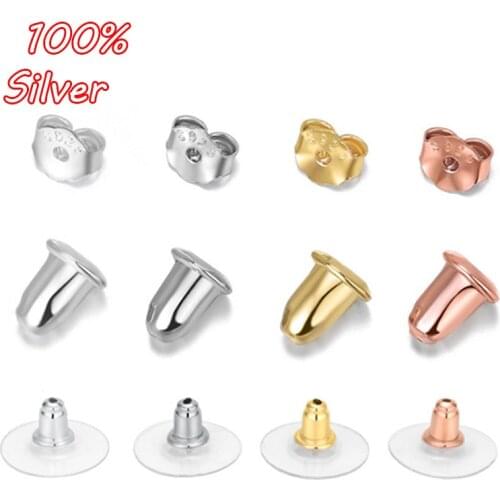 10pcs/lot 925 Silver Earring Studs Backs Stopper Scrolls Ear Findings DIY Blocked caps Earring Backs Stoppers Ear Accessories