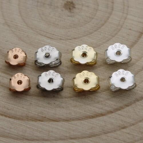 10pcs Real s925 sterling Silver Butterfly Earring Back Stoppers Ear Post Nuts Earring Settings Base Ear Studs Back for Earrings