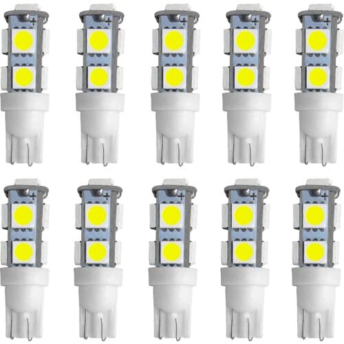 10X White License Plate Lights Trunk Lamp Turn Signal T10 194 192 W5W Auto Car Bulb Parking Lamp Wedge Interior Side Marker Led