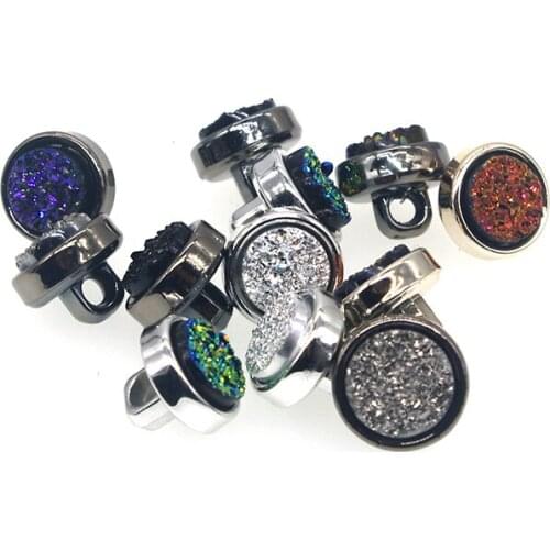 12PCs Resin Sewing Button Scrapbooking Round Multicolor Single Hole Imitation Ore Rhinestone 10mm Dia. Costura Botones