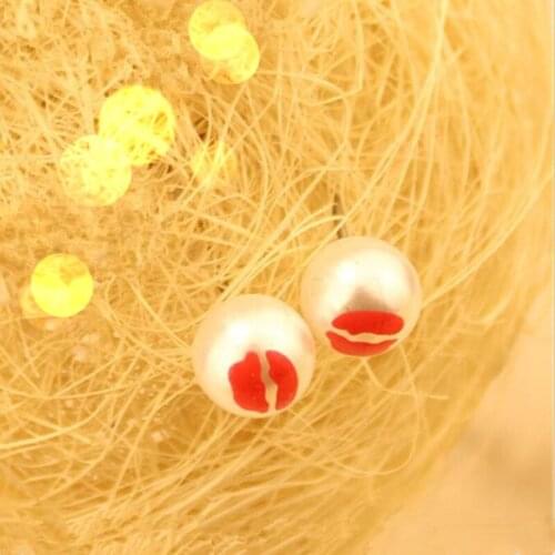 2pcs/Lot) Fashion Sweet Pearl Temperament Earrings Simple Letter Pearl Earrings Female Korea Jewelry Wholesale 8/10mm
