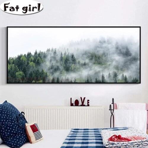 5D Diamond Painting Handwork Gift Nordic Decor Foggy Forest Natural Scenery Cross Stitch Embroidery Square Round Drill Mosaic