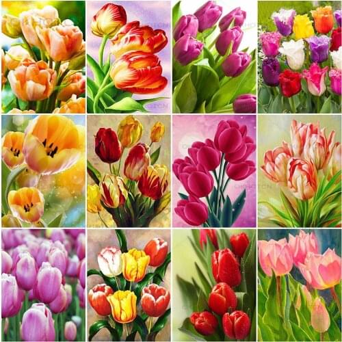 5D DIY Diamond Painting Tulips Flower Diamond Embroidery Full Square Round Drill Cross Stitch Mosaic Sale Home Decor