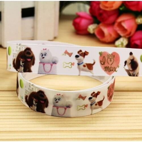 7/8'' Free shipping pet printed grosgrain ribbon hairbow headwear party decoration diy wholesale OEM 22mm P5821