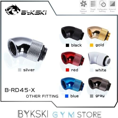 Bykski 45 Degree Angled Fitting, 360 Rotatable Elbow Water Cooling Connector G1/4 F-M Thread, 7 Colors, B-RD45-X